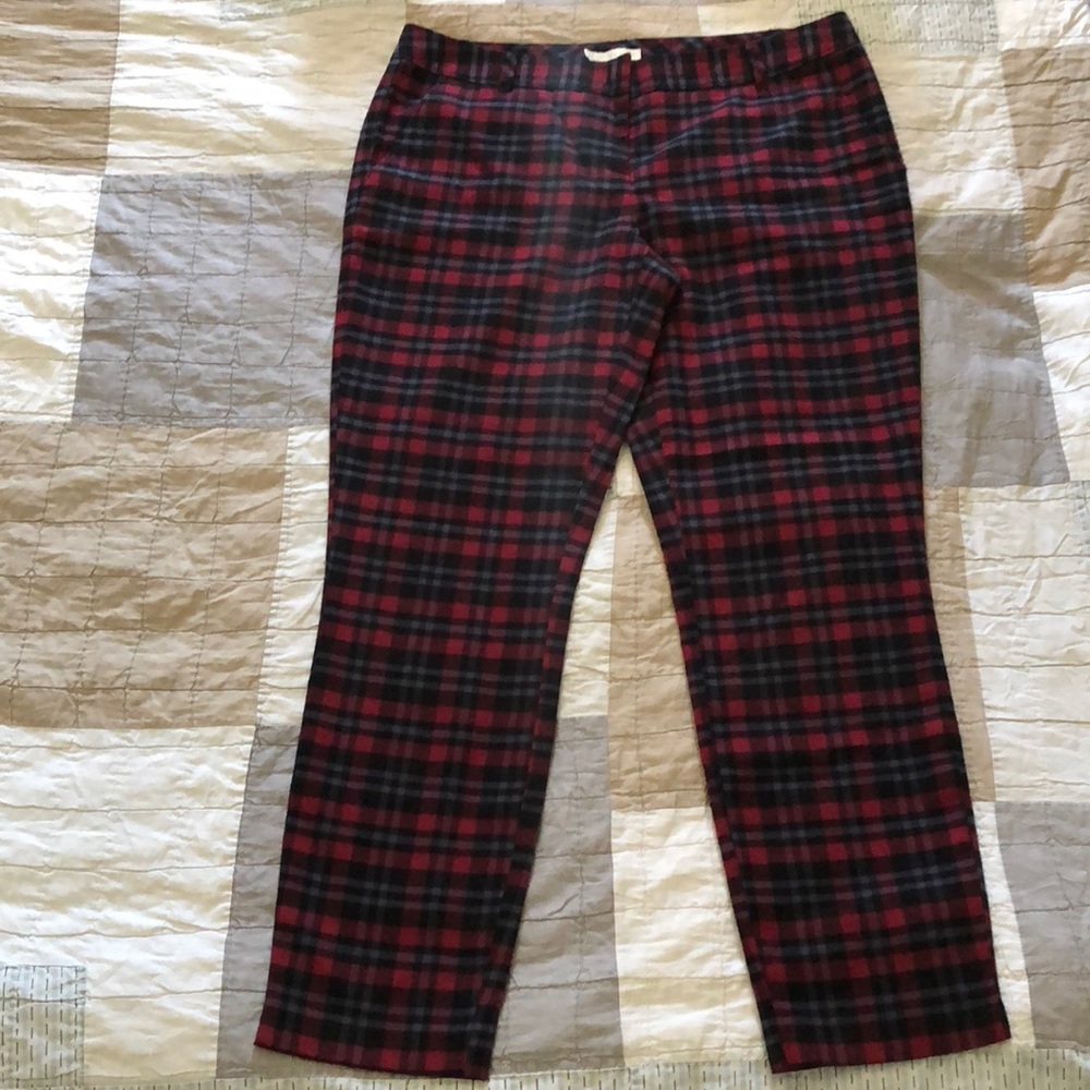 Hinge red plaid ankle trousers